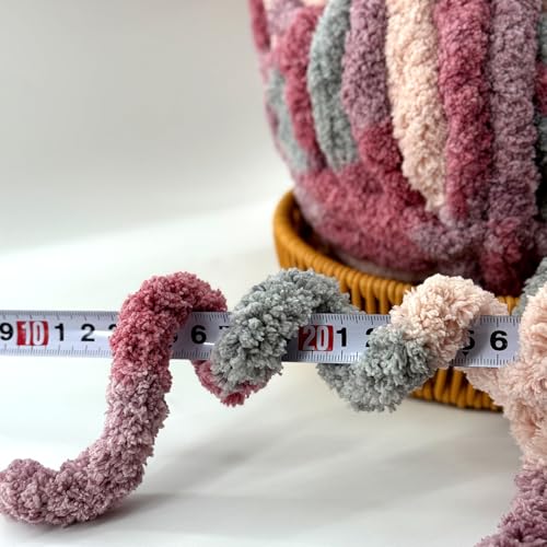 Image of 8 Jumbo Packs Chunky Chenille Yarn for Crocheting, 31.7 yds, 8 oz Each Skein Bulky Thick Fluffy Yarn for Knitting, Super Bulky Chunky for Hand Knitting Blanket, Soft Plush Yarn - Cherry Blossom