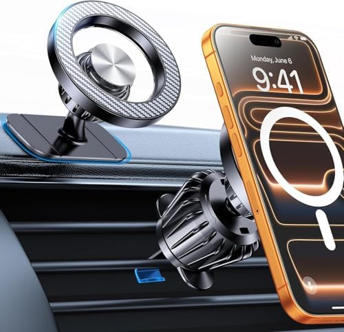 Coolpow Handyhalterung Auto für Magsafe Autohalterung Lüftung Starke Magnet | [Ultra Stabil,360°Drehbar] Handy Halterung Auto Zubehör Innenraum Magnetische Auto Handyhalterung für