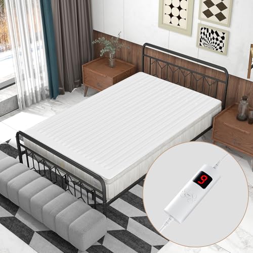 WELLHUT Heated Mattress Pad Twin, Electric Heating Pad, Single Control Bed Warmer with 9 Heat Settings, 9-Hour Selectable Auto Shut-Off, Fast Heating, Soft Extra-Cozy Fabric, Machine Wahsable - Image 4