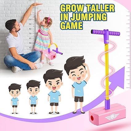 HET ENTERPRISE Kids Crazy Pogo Jumper, Fun and Safe Pogo Stick for Toddlers, Durable Foam Bungee Jumping Stick with Squeaky Sounds, Improves Balance, Bouncing Toy for Ages 10 and Up, Holds up to 50Kg