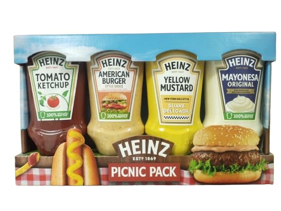 Pack de Salsas para Picnic, 4 Pack: Ketchup, Salsa para Hamburguesas, Salsa para Hot Dogs, Salsa para Queso