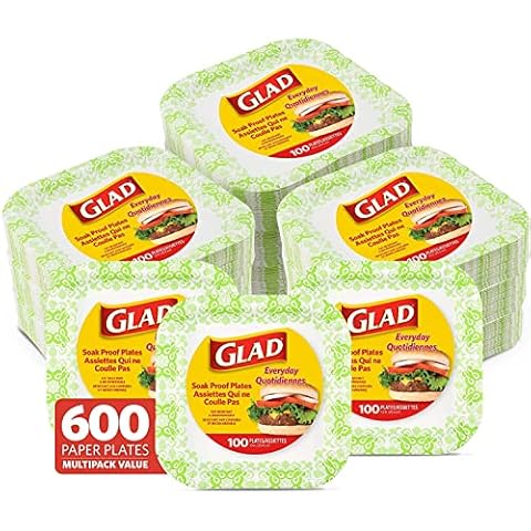 Glad Quadratische Einweg-Pappteller für alle Anlässe, weichfest, schnittfest Cover