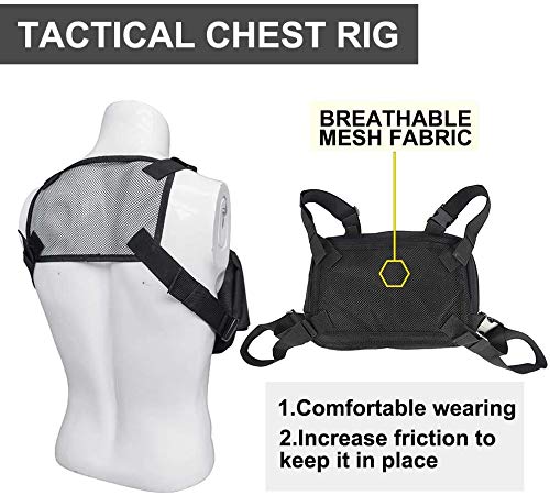 Universal Chest Rig Bag, Adjustable Shoulder Pack Walkie Talkie Bag, Functional Tactical Chest Pouch with MOLLE System for Men Women, 600D Oxford Harness Pocket Pack Radio Holster Gear Bag