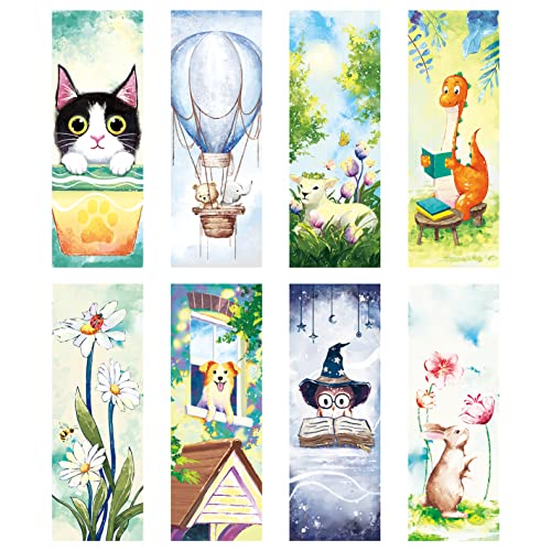 Yoeejob 16Pcs Watercolor Bookmarks For Women/Kids/Book Lovers, Spring Bookmarks Gift For Friends, Animal/Plant Book Mark Bulk For Students, Teacher Classroom Gifts, Reading Present #TOP17