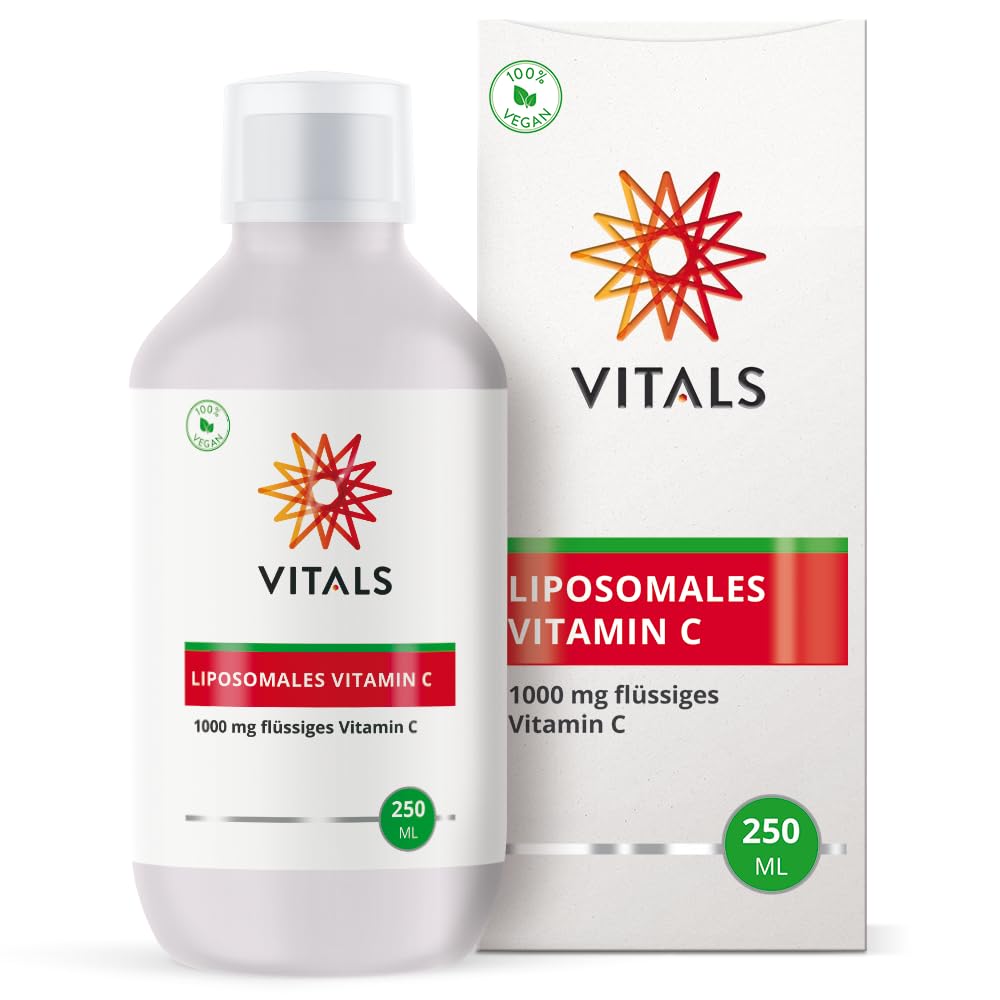 Vitals - Liposomales Vitamin C, 1000mg, Flüssiges Vitamin C, 250ml. Unterstützt das Immunsystem. 100% Vegan. Ohne Synthetische Duft-, Farb- und Aromastoffe.