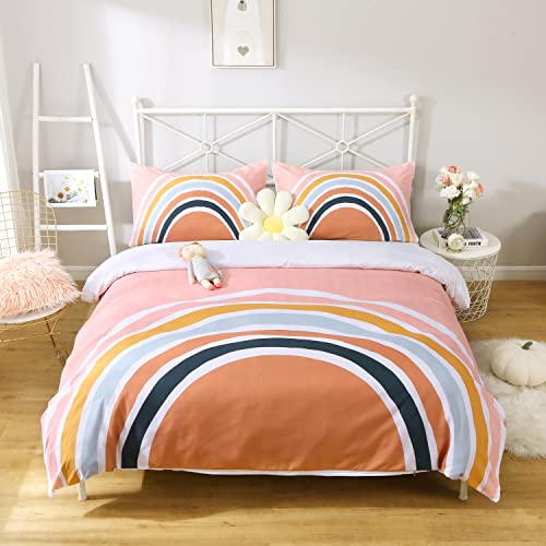 HLWDXno1 Bettwäsche-Set für Mädchen, Regenbogenfarben, Doppelbett-Sets mit 2 Kissenbezügen, ultraweich, gebürstete Mikrofaser, Kinder-Bettwäsche, Bettbezug mit Reißverschluss, 200x200 cm Cover