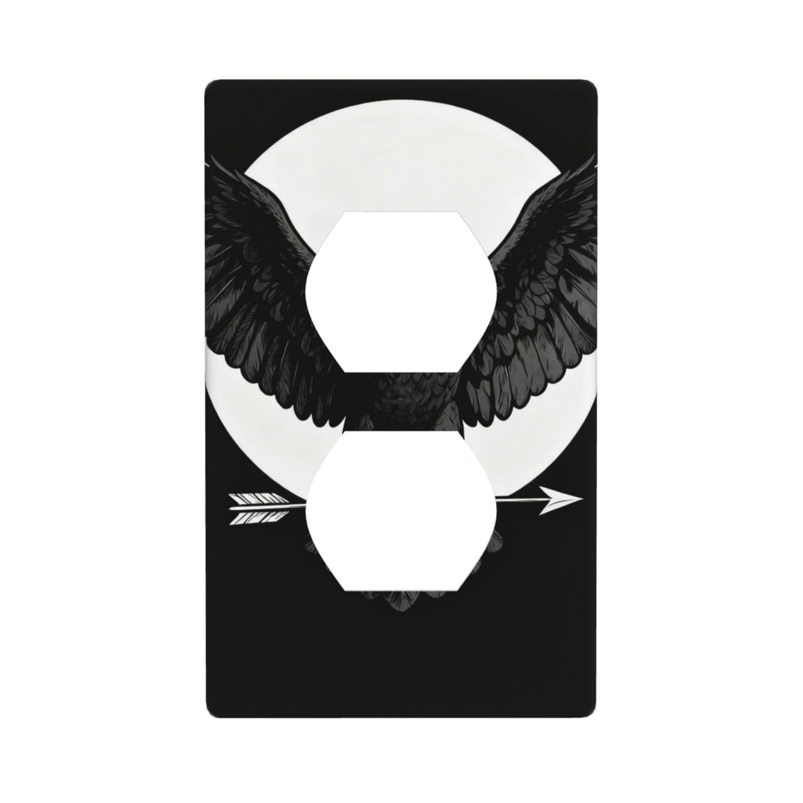 Black Eagle Wings Decorative Switch Plate Cover-Unbreakable Polycarbonate Wall Plate for Home Office, 1 Gang with Screws