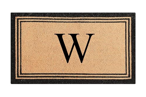 A1HC Natural Coir Monogrammed Door Mat For Front Door, Anti-Shed Treated Durable Doormat for Entrance, Heavy Duty, Easy to Clean, Long Lasting, Front Porch Entry Doormat 24x39
