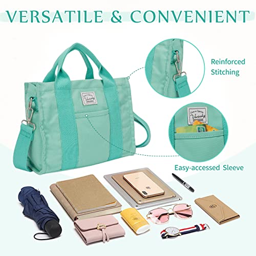 Image of VASCHY Canvas Tote bag, Casual Reusable Work Totes for Women Teachers with Zippers Pockets Crossbody Shoulder Bag Purse