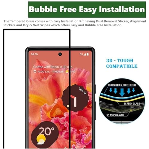 Image of DD SON Tempered Glass Screen Protector Compatible for Google Pixel 6 (6.4 Inch) HD Glass with Edge to Edge Coverage and Easy Installation kit,Black