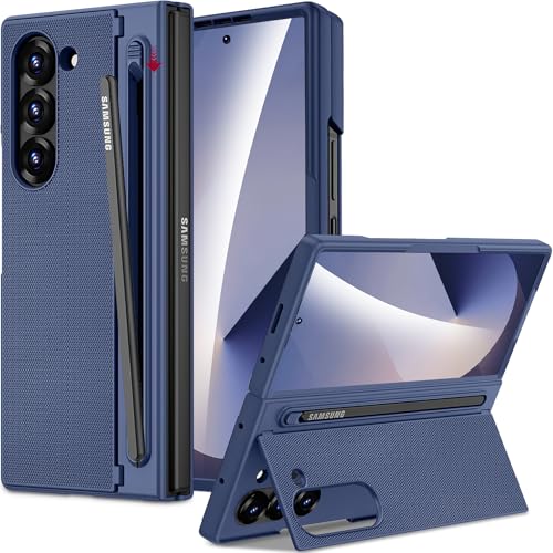 Miimall for Samsung Galaxy Z Fold 7 Case with S Pen Holder Slot [Military Grade Drop][Built-in Clear Screen & Invisible Kickstand] Slim Thin Protective Phone Case for Galaxy Z Fold 7 5G Cover Blue