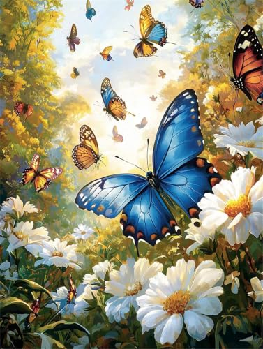 Pintar por numeros adultos mariposa de 80x100cm sin marco con tres pinceles incluidos