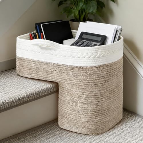 Cesta para escaleras con asas reforzadas para transporte seguro de ropa y libros 4