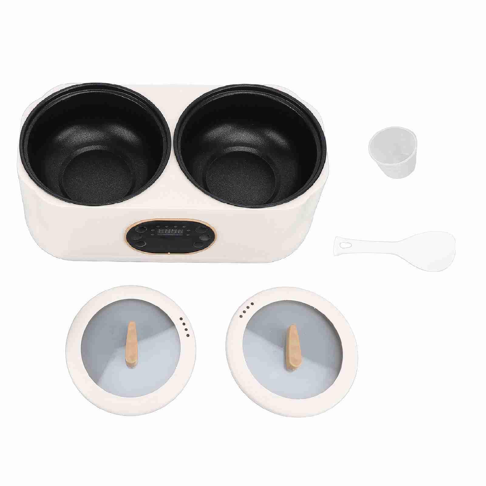 Double Mijoteuse, Double Mijoteuse à 2 Casseroles, Chauffe-aliments Multifonction Automatique, Isolation Intelligente, Cuiseur à Riz Amovible, Marmite électrique pour la Maison