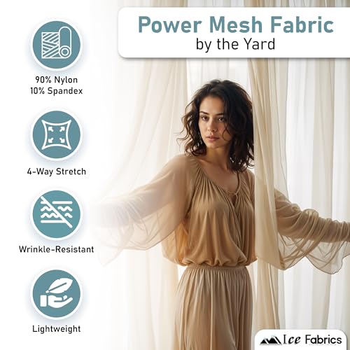 Ice Fabrics 4-Way Stretch Power Mesh Fabric by The Yard - 60" Wide Nylon Spandex Sheer Net - Breathable & Stretchy Mesh Fabric for Sewing Activewear, Dresses, Crafts - Silver - 1 Yard by Ice Fabrics - Image 4