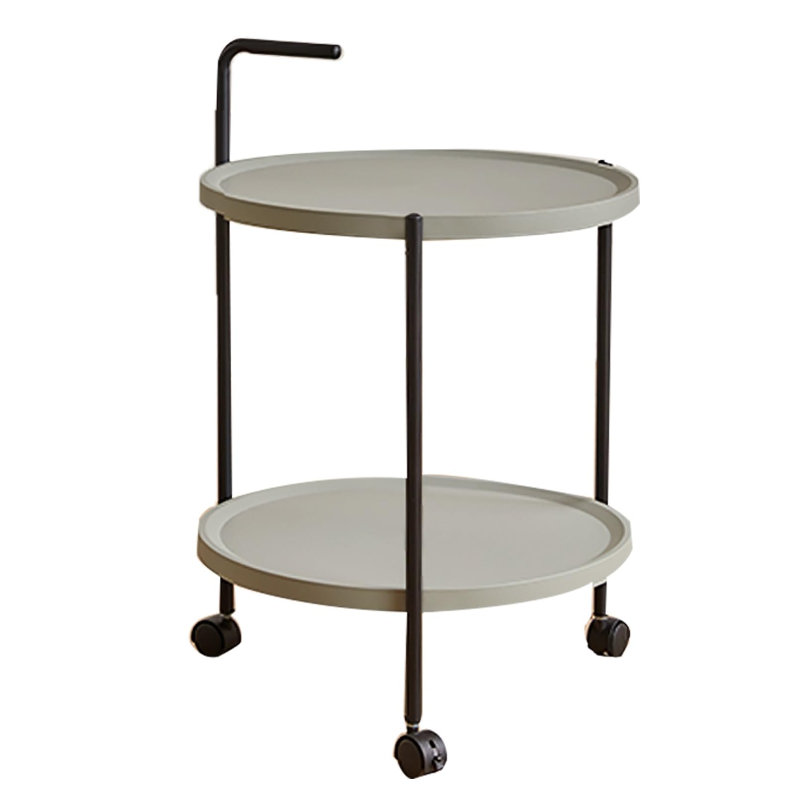 SXZenSpace Side Table with Tier Storage Shelf End Rolling Wheels Sofa Armrests for Living Room Bedroom Office Bathroom(Grå)