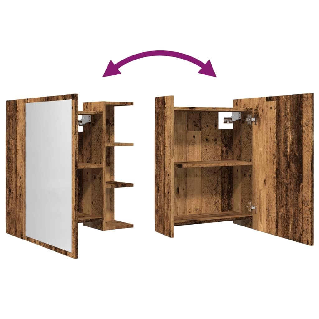 SYDE Armario Baño con Espejo 62,5x20,5x64 cm | Madera De Ingeniería Resistente, Montaje En Pared, Amplio Almacenamiento, Fácil Limpieza