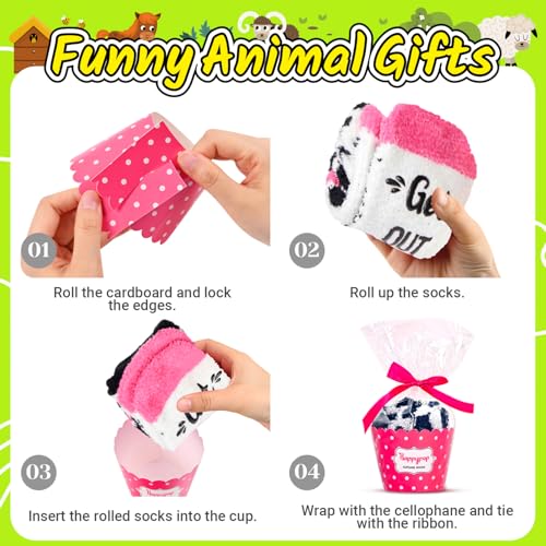 Image of HAPPYPOP Fuzzy Animal Socks for Women - Cute Unicorn, Horse, Cow and Goat Gifts for Her
