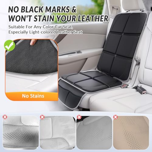 Image of Gimars Car Seat Protector, 2 Pack, XL Thicken EPE Cushion Waterproof 600D Fabric Car Seat Cover for Child Car Seat with Nonslip Backing Mesh Pockets for Baby SUV Sedan Truck Leather Seats, Black-Gray