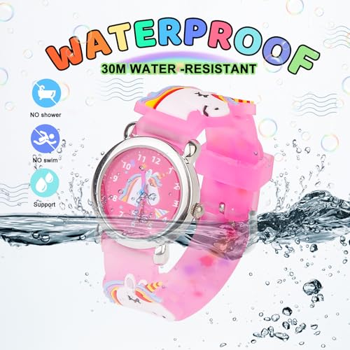 Girls Watches,Unicorn Analog Watch Waterproof Toddler Baby Watch,Gifts for Kids Age Over 3 Year Old Children,Girls Birthday Christmas Gifts3