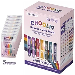 Squeeze Vita Stick Lickable Cat Treats and Dog Treats. 49pc Variety Pouches. Soft Paste Tubes for Dog Lick Mat, Senior Cat Food Wet Cat Food Toppers, Multivitamin for Dog Food, Urinary Tract Cat Food