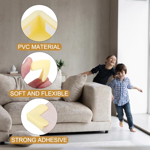 Image of uxcell Corner Protectors, 16 Pcs Table Corner Protectors, Furniture Corner Guard and Edges Safety Bumpers for Table Edges and Sharp Corners (L-shaped, Yellow)
