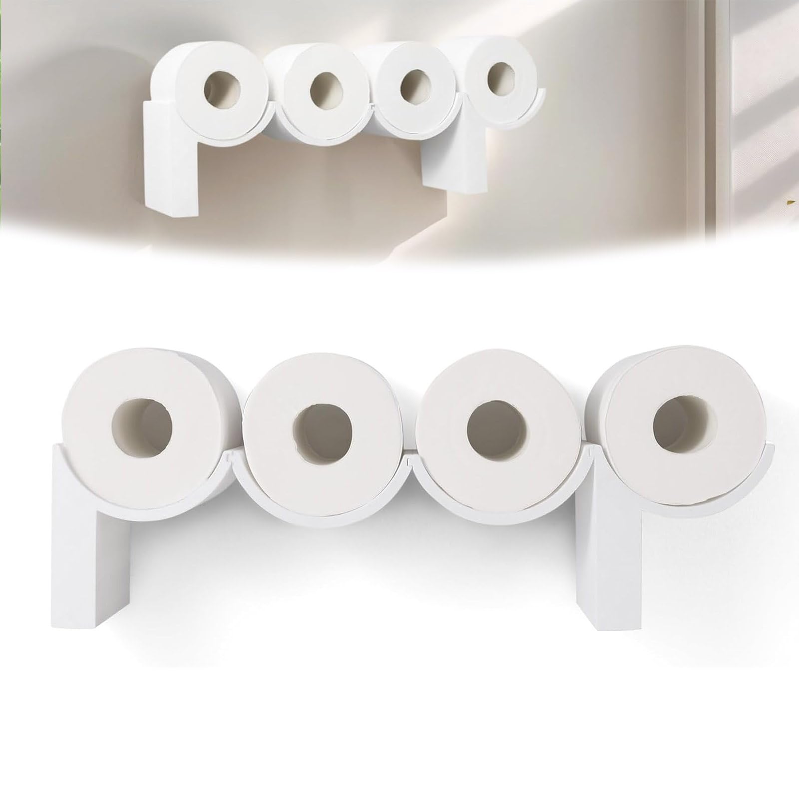 Poop Toilet Paper Holder Shelf, Funny Toilet Paper Holder, Humorous Poop Sign Bathroom Decor, Funny Bathroom Whimsical Space-Saving Wall Decor, Cute House Warming Boys Gift