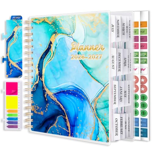 Planner 2026-2027, Large 18 Months Academic Daily Weekly Monthly Planner Yearly Agenda July. 2026–Dec. 2027, 7.9' x 9.8', Page Tabs, Separator Page, Pocket Folder, Bookmark, Stickers, Sticky Note Set