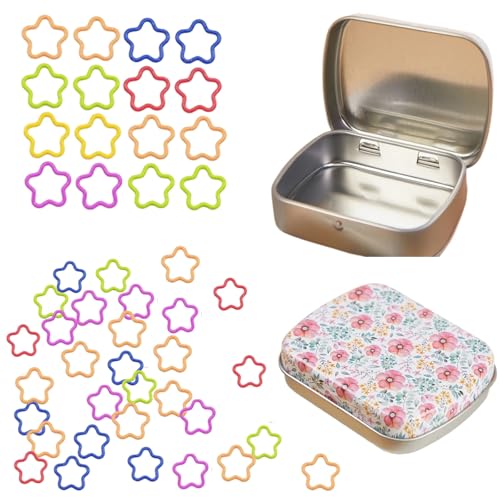 Image of Hilsayum Star Shape Metal Stitch Markers Knitting,50Pcs Colorful Crochet Stitch Markers for Knitting Yarn and DIY Crafts