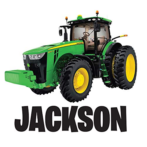 Custom Name Wall Decals Green Tractor Wall Art Decor Farm Themed Kids Boys Mural Bedroom Vinyl Wall Stickers Gift Nd35 (27"W X 24"H Inches) #TOP1