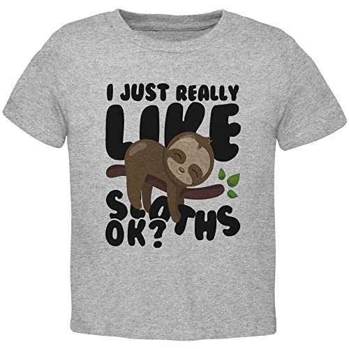 I Just Really Like Sloths Ok Cute Baby Toddler T Shirt Heather Toddler Size 5/6
