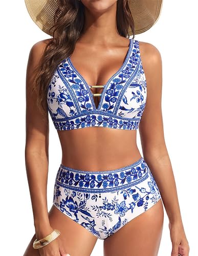 Hanna Nikole Floral Print High Waisted Bikini