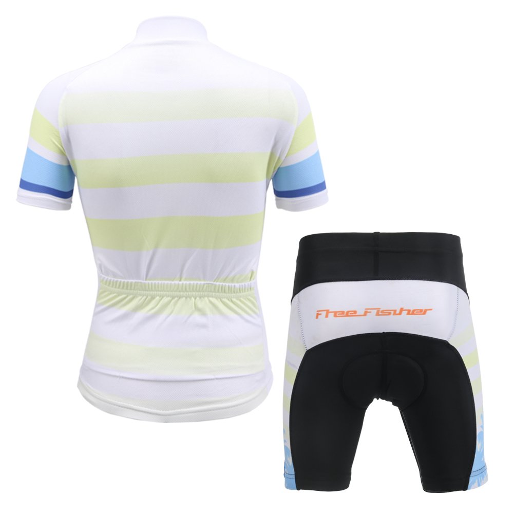 Amur Leopard Enfant Maillot de Cyclisme + Cuissard Ensemble, Noix de Coco Blanc, L(6-7 Ans)