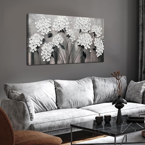 TYTAUPT White Flower Wall Art for Bedroom Women Black and