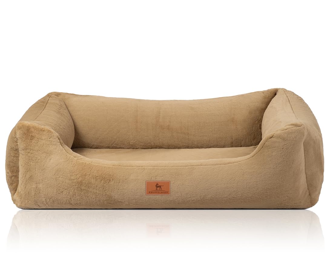 Knuffelwuff orthopädisches Hundebett aus kuschelig weichem Kaninchen Fellimitat Schnuffelupagus S 70 x 50cm Braun | Abnehmbarer Bezug | waschbar | für große, mittelgroße und kleine Hunde