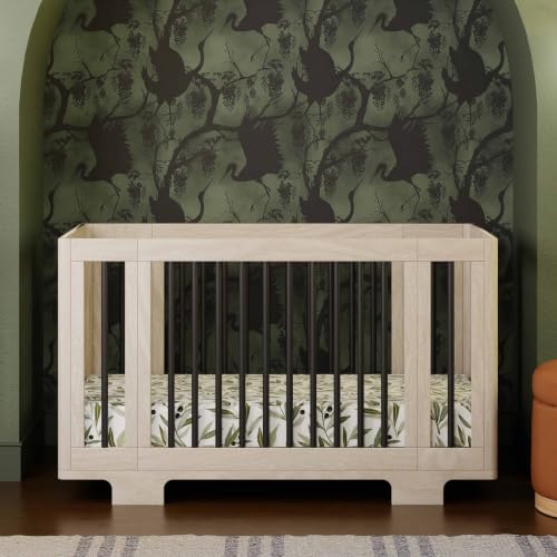 Image of babyletto Yuzu All-Stages Convertible Baby Crib, Washed Natural with Black