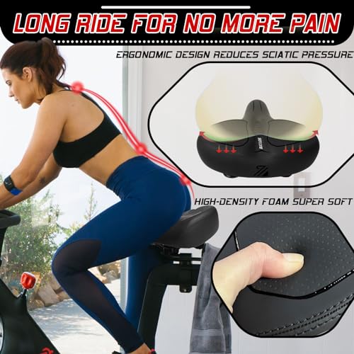 Image of BUCKLOS Wide Bike Seat for Men Women Ebike Seats Comfort Extra Large Comfortable Bicycle Seats Saddle for Ebike /Crusier /Exercise /Peloton Bike