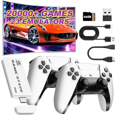 Image of HDMI 4K Wireless TV Game Console Stick 4K，Retro Game Stick with Built-in 9+ Emulators, 20,000+ Games, 4k Hdmi Output & 2.4GHz Wireless Controller, Retro... (First Edition)