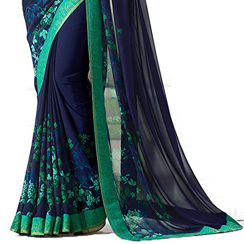 Image of RAJESHWAR FASHION WITH RF Women's Printed Georgette Saree For Women With Jacquard Work Lace Border With Blouse Piece(Multicolored Free Size 6.30 Mtr Variation)