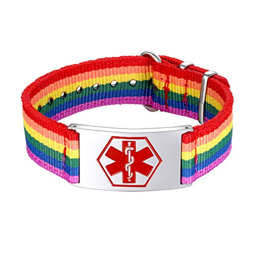 Supcare Cruz Roja Pulsera Banda Ancha para Hombres Alerta Médica Pulsera Medical Personalizable con Placa Acero Inoxidable 316L Accesorio de Muñeca Joyería Medical de Emergencia