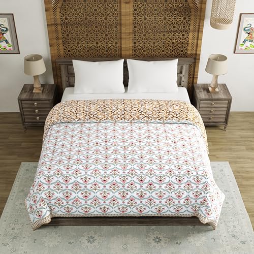 Image of BLOCKS OF INDIA Hand Block Printed Cotton King Size Quilt /Rajai | Design 54