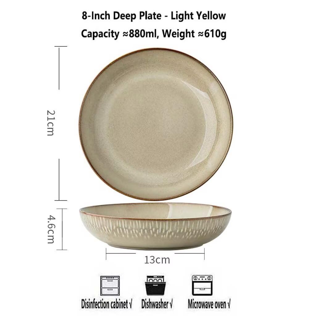 8-calowy głęboki talerz do serwowania Ceic Retro - okrągły design, pojemność 880 ml, waga 610 g - idealny na kolację, sałatkę, makaron i spotkania rodzinne