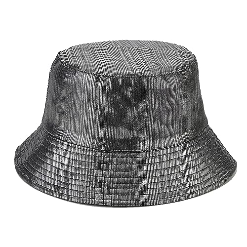 Image of Unisex Metallic Bucket Hat Waterproof Holographic Bucket Hat Fishing Hat Trendy Hip Pop Sun Cap