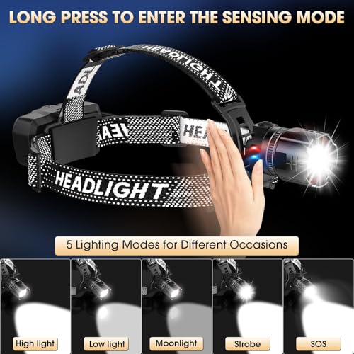 Linterna frontal recargable superbrillante 120000 lm con zoom y 5 modos de luz LED 4