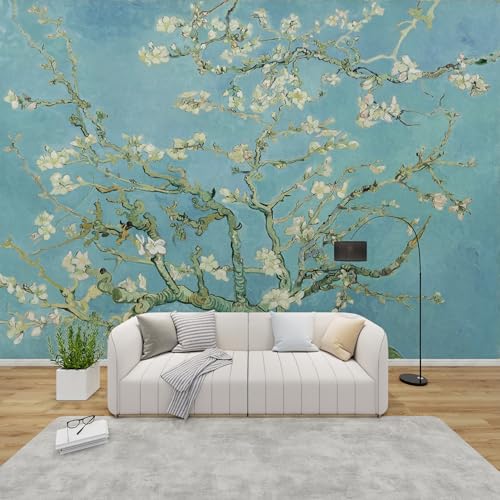GEDAEUBA Papier Peint Panoramique Fleur d'amandier de Van Gogh, Papier Peint Intissé Motif Peinture à l'huile, Tapisserie Panoramique Salon, Décoration Murale Chambre, 250x175 cm