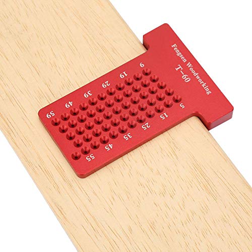 JDQTPOET T Type Scriber Ruler, Woodworking Aluminum Alloy Ruler Hole Positioning 90 Degree Line Gauge Tools, Carpenter Architect Scribing Ruler for Layout and Measuring Tools