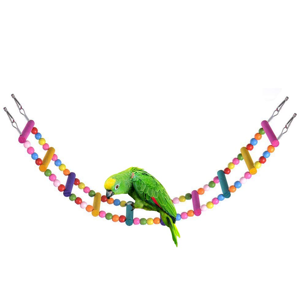 HEREB Wood Climbing Ladder Toy for Bird Parrot Budgie,Cage Accessories for Pet Trainning,Assorted Color