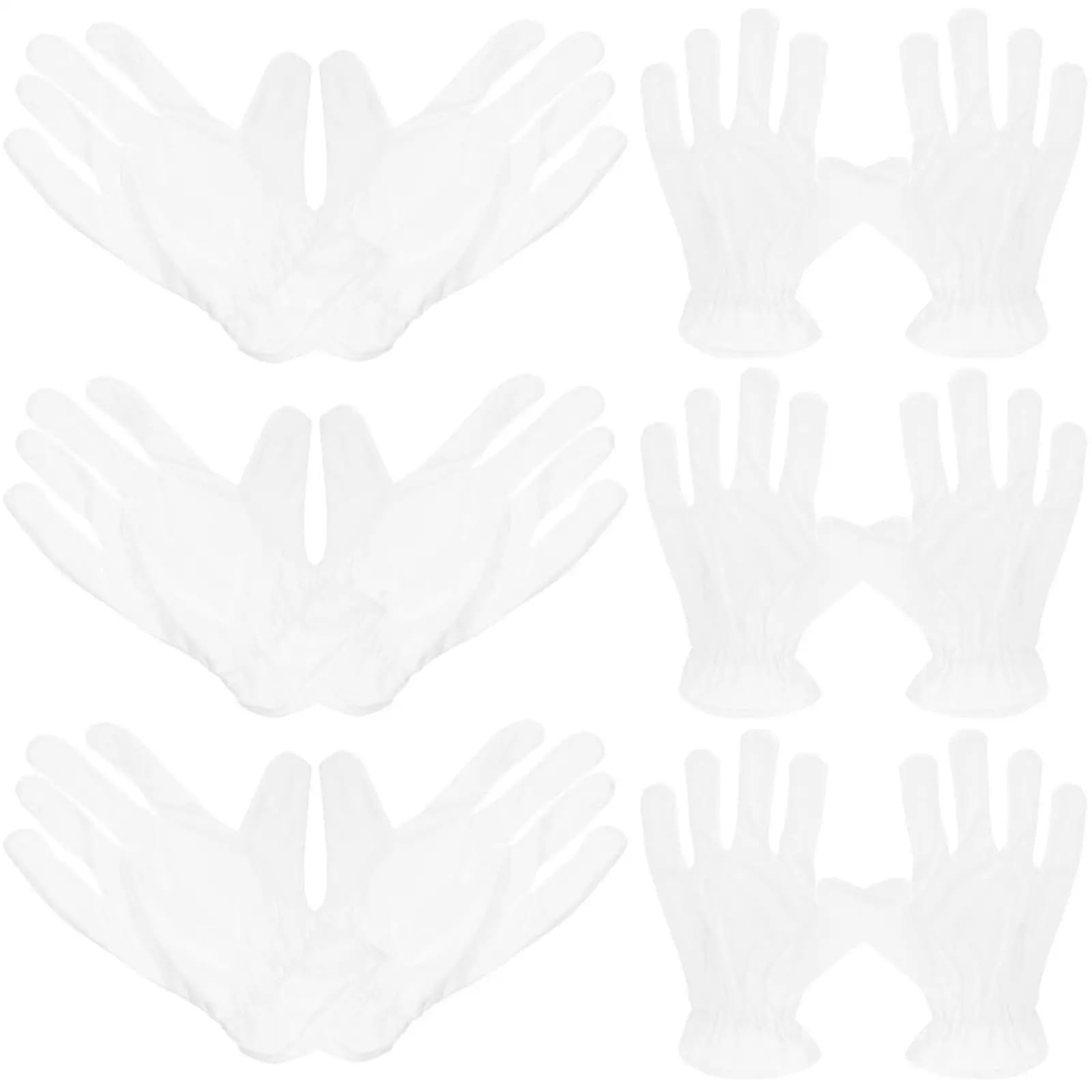 6 paia di guanti in microfibra antipolvere riutilizzabili bianchi antistatici for la pulizia di gioielli, monete, manipolazione, ispezione e protezione del lavoro