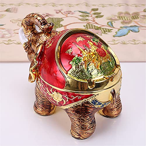 Aschenbecher,European retro multifunctional elephant ashtray, creative spherical metal ashtray with lid-golden red full color Aschenbecher,European retro multifunctional elephant ashtray, creative spherical metal ashtray with lid-golden red full color