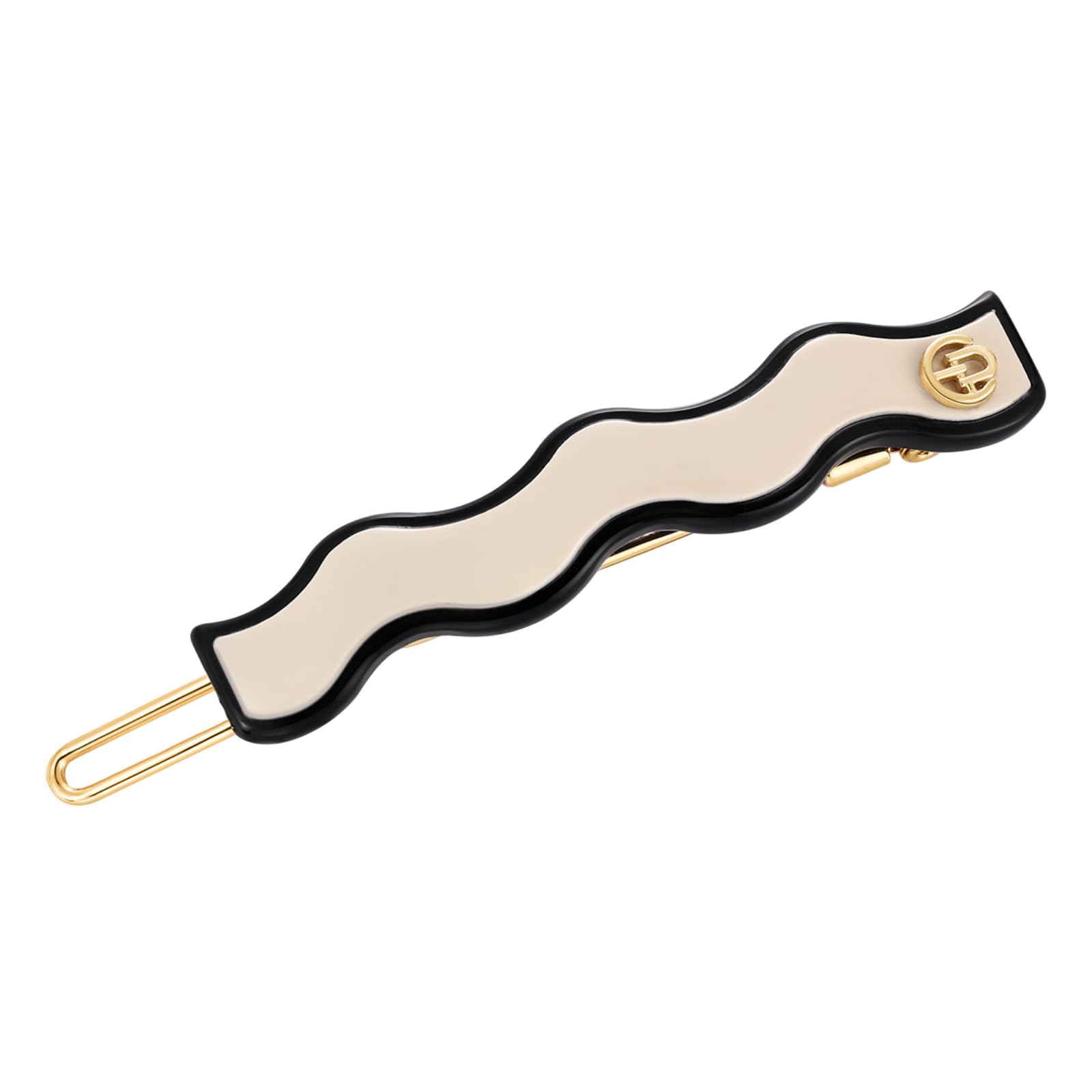 EVITA PERONISide Slide-in Barrette Clip for Women Wave hair Barrette Black and White Hair Clips for Styling Strong Hold No Slip Grip Acetate-White